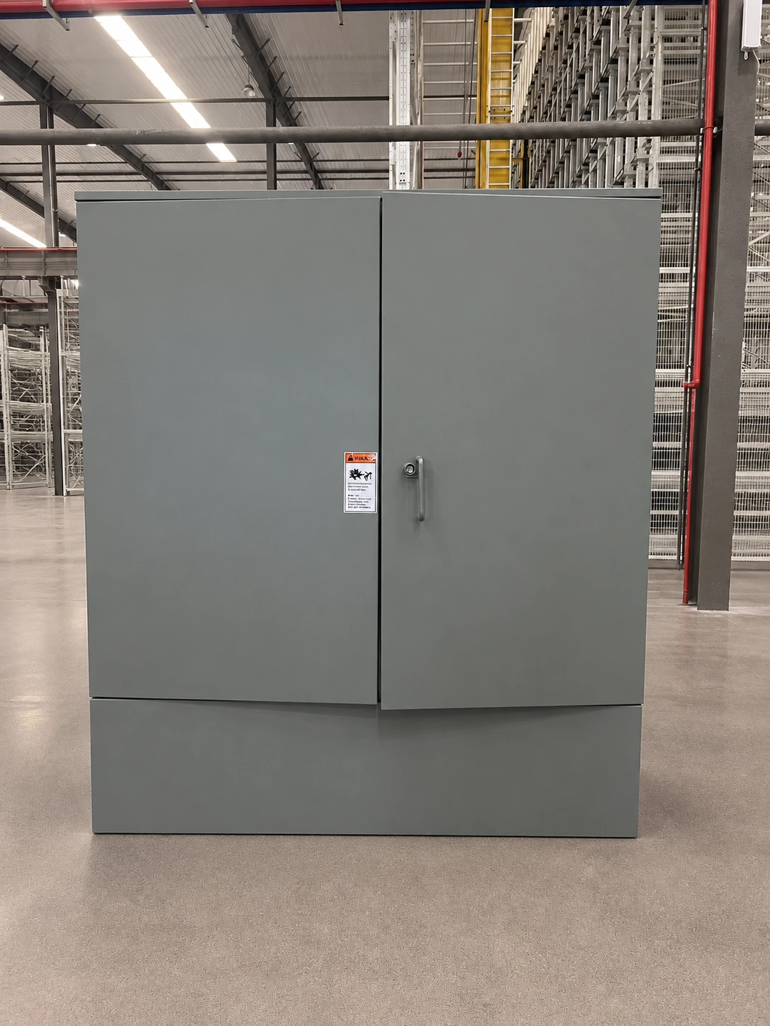 Closed outdoor pad-mounted distribution transformer enclosure